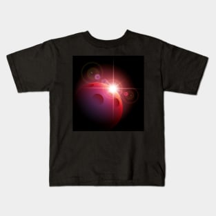 Cosmic Background with Planet and Star Rising Kids T-Shirt